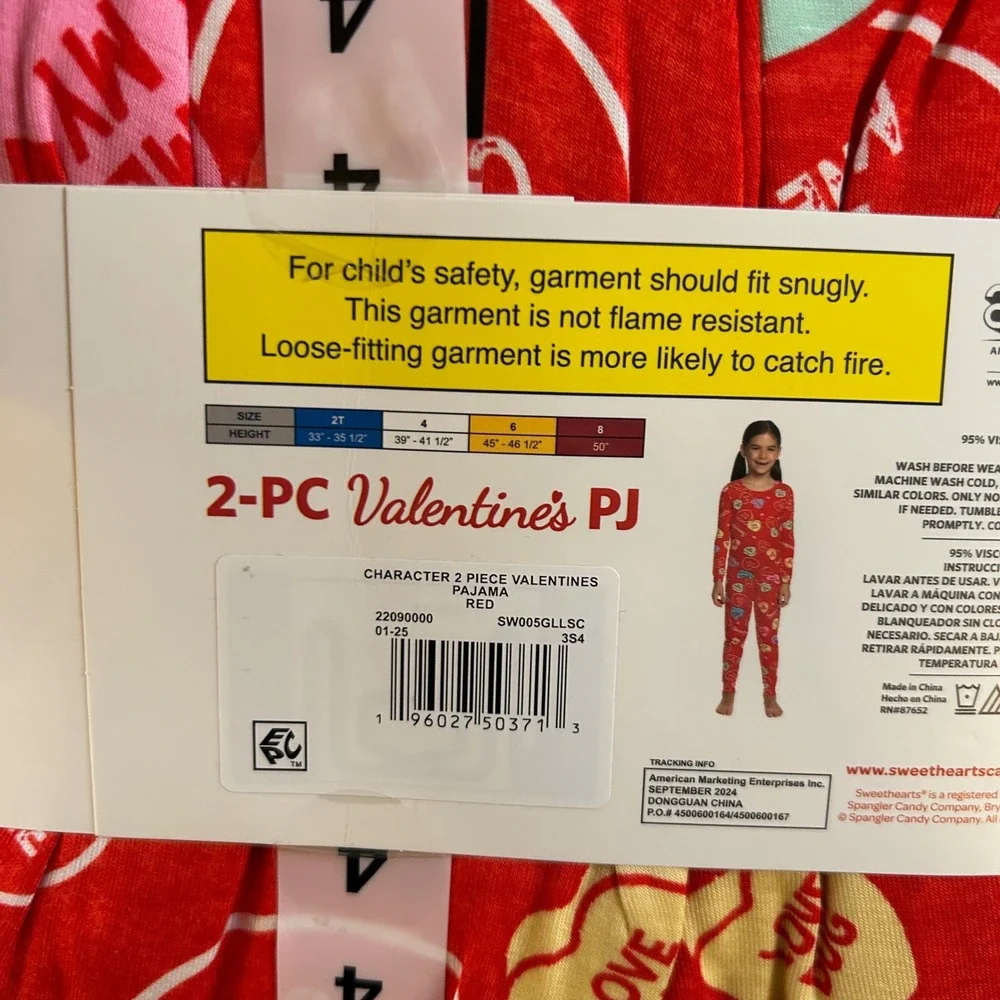 Sweethearts‎ Pajamas Set Valentines Day 2-PC Red Candies Girls Size 4 NWT